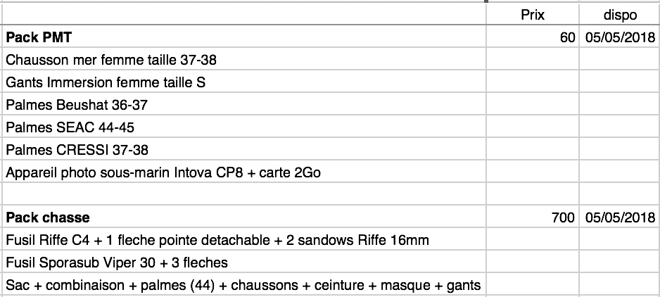 Matériel chasse sous-marine, PMT