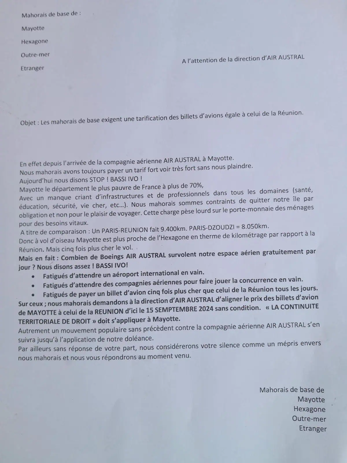 Courrier Mahorais de base